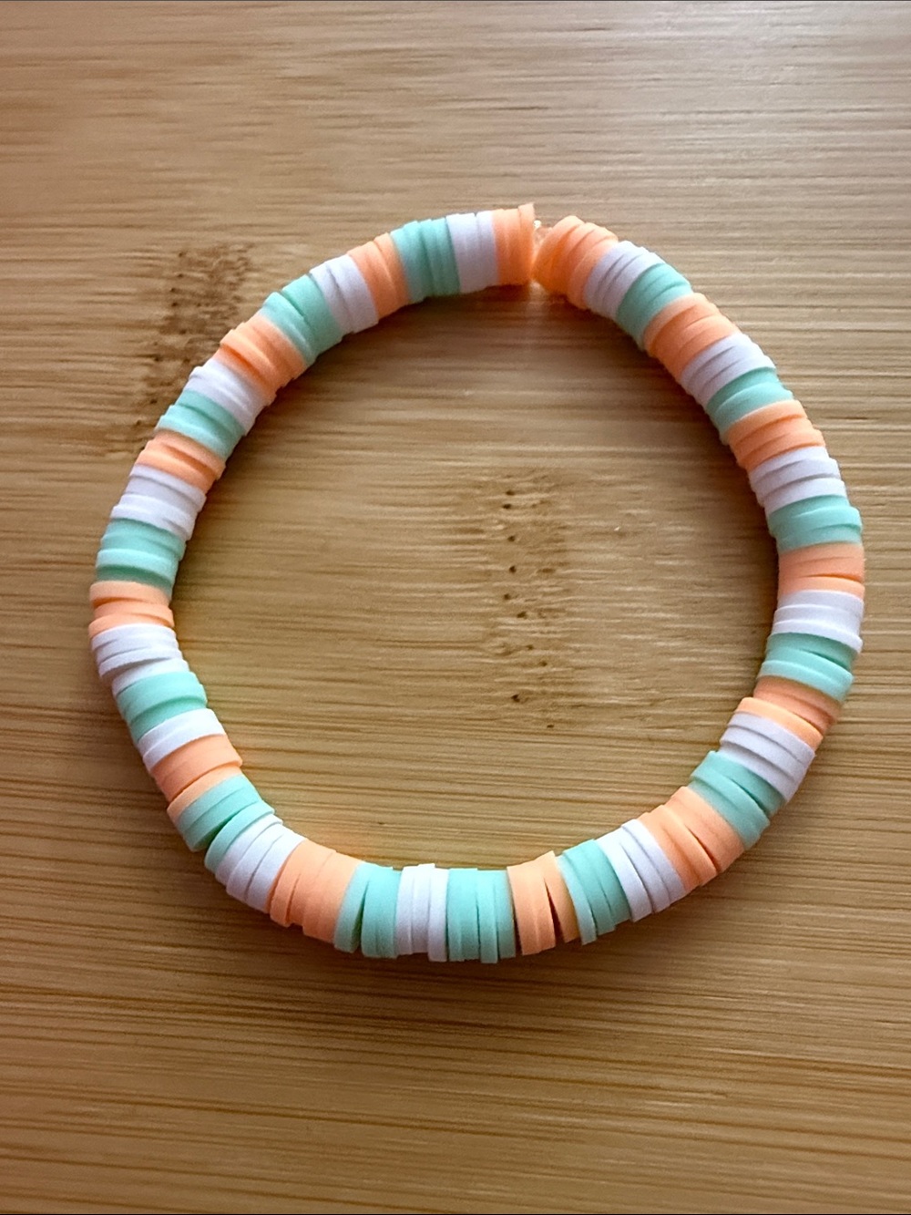 Kids Stretch Bead Bracelet in White, Mint & Peach